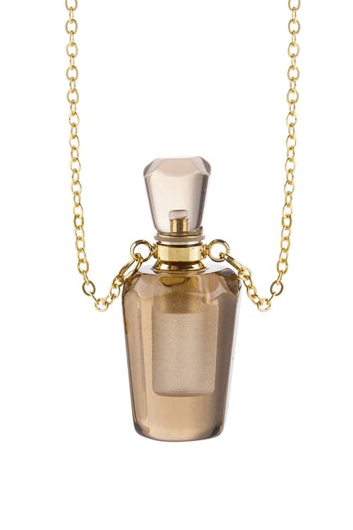 Pack of 6 Brown Natural Stone Hexagon Crystal Perfume Bottle Necklaces With Box