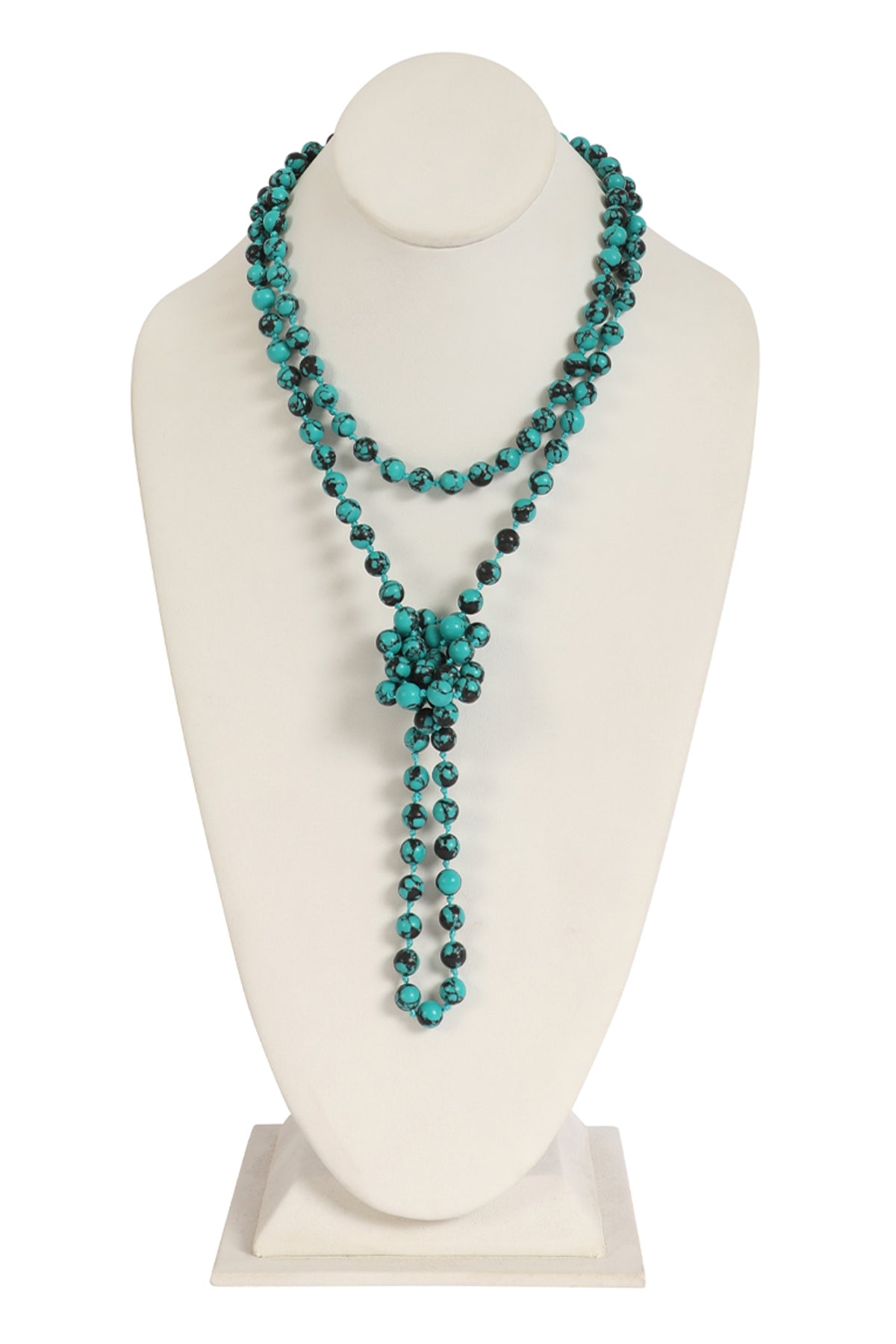 Pack of 6 Turquoise Blue Long Beaded Necklaces Made of Natural Stone