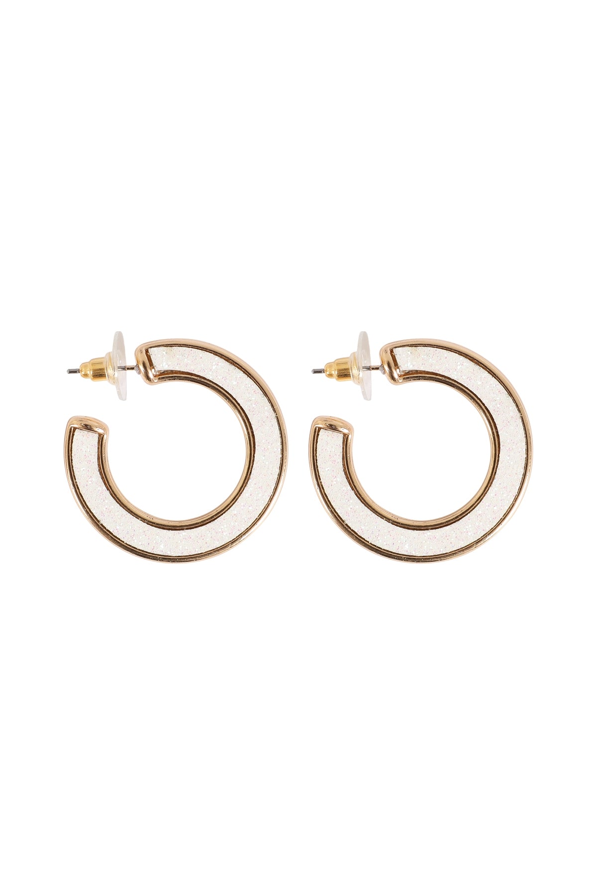 White Glittery Foam Fashion Hoop Earrings - Set of 6 Pieces