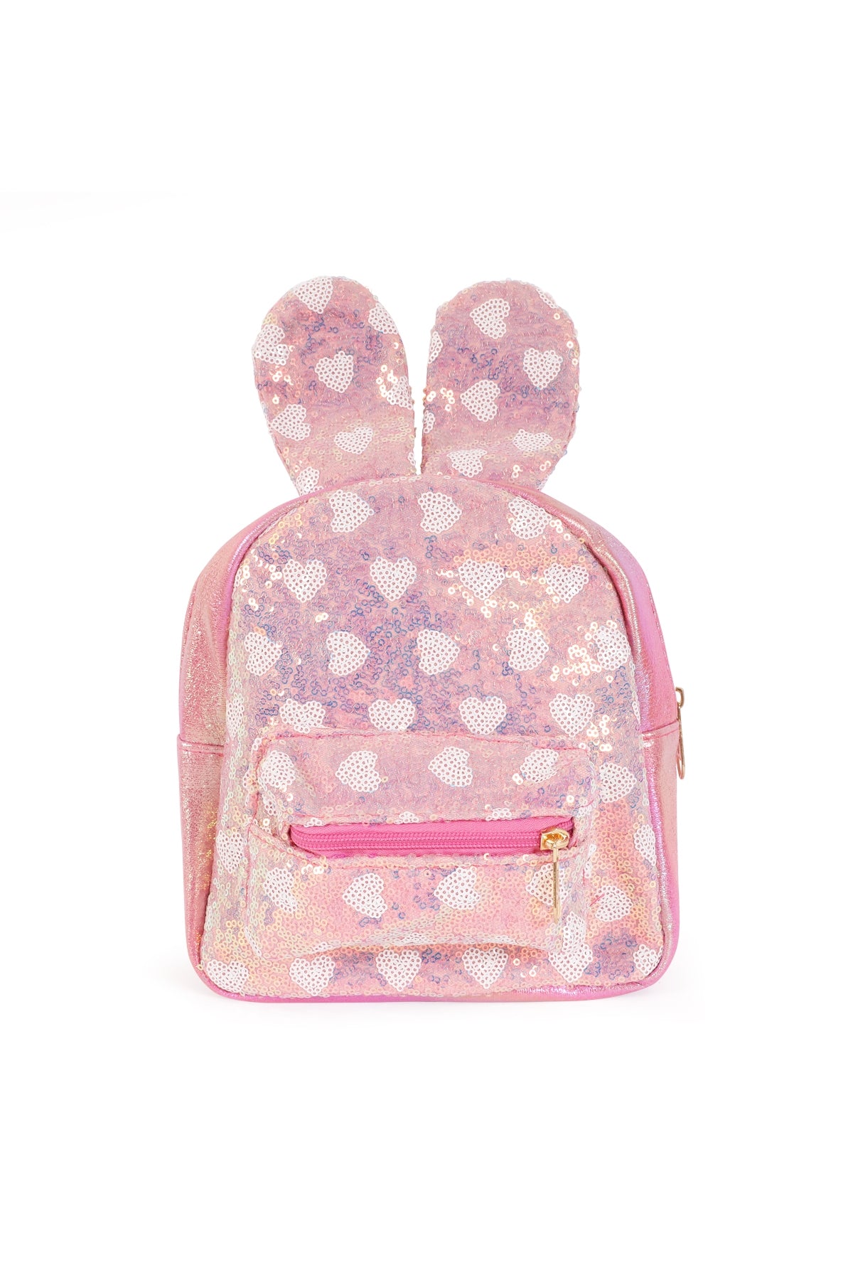 Adorable Glittery Bunny Ears Kids Backpacks in Rose Color - Set of 6