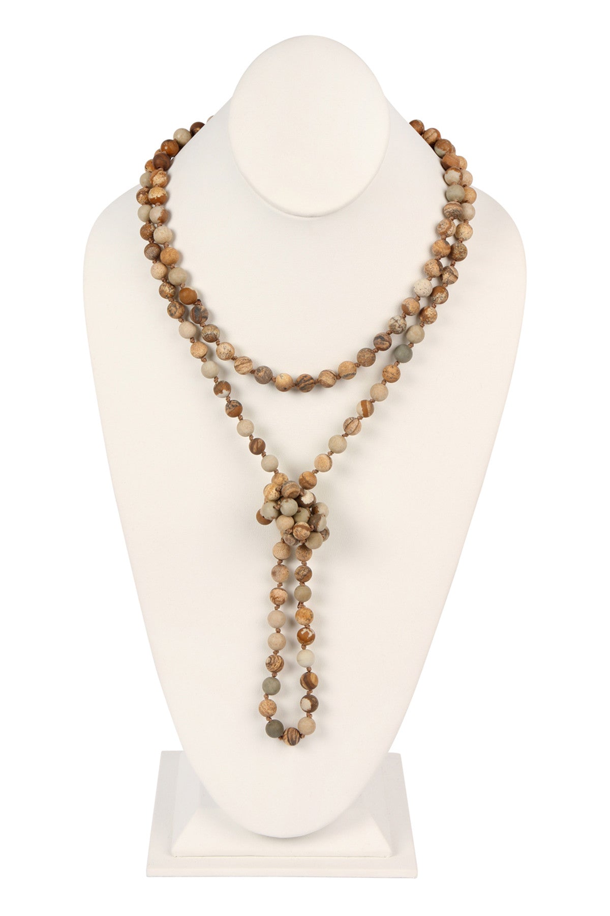 Pack of 6 Handmade Long Necklaces Crafted from Brown Natural Stones