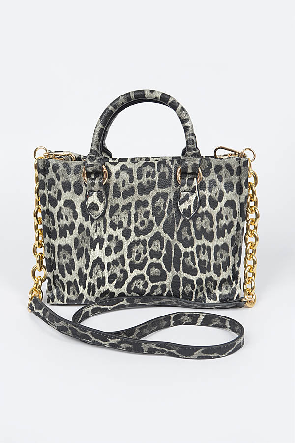 Pack of 3 Faux Leo Tote Bags in Gray Shade (1115)