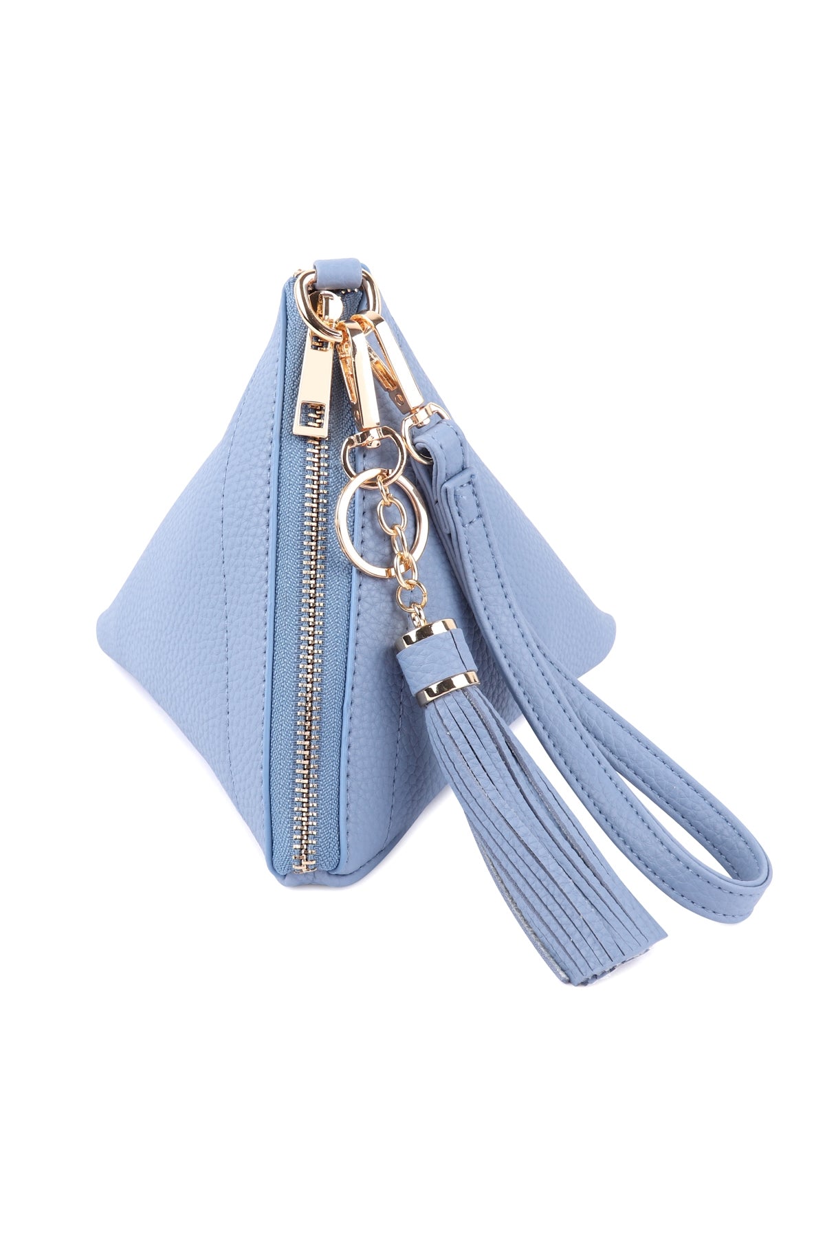 Blue Pyramid-Shape Faux Leather Wristlet Bags - Set of 6