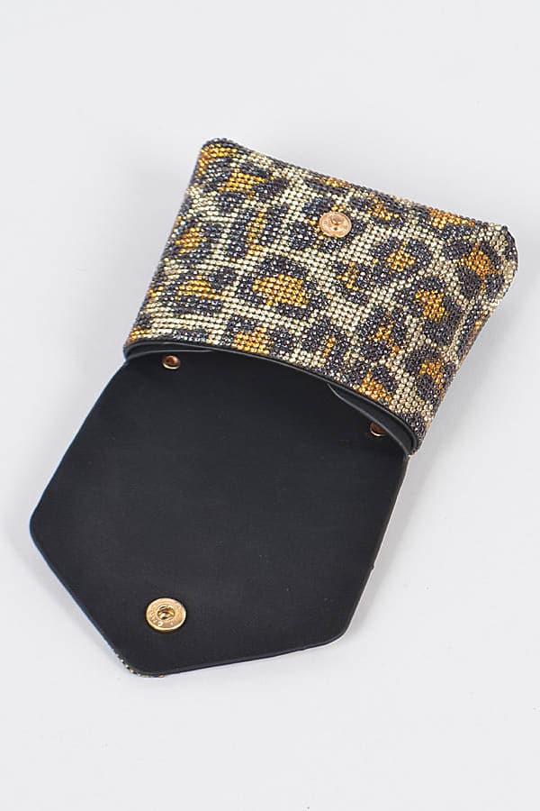 Set of 3 Leopard - Patterned Leo Rhinestone Mini Belt Bags
