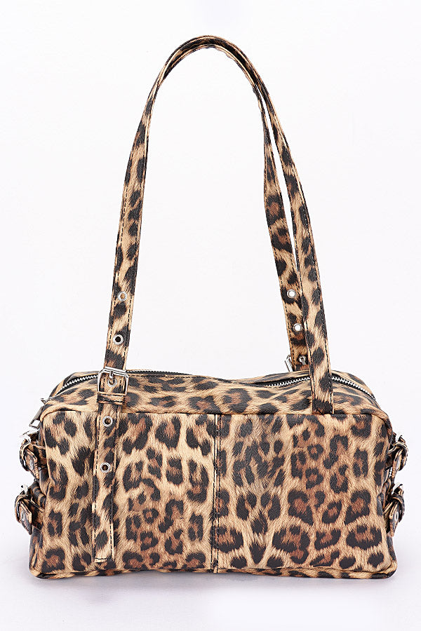 Set of 3 Stylish Leopard - Inspired Faux Leather Sport Bags