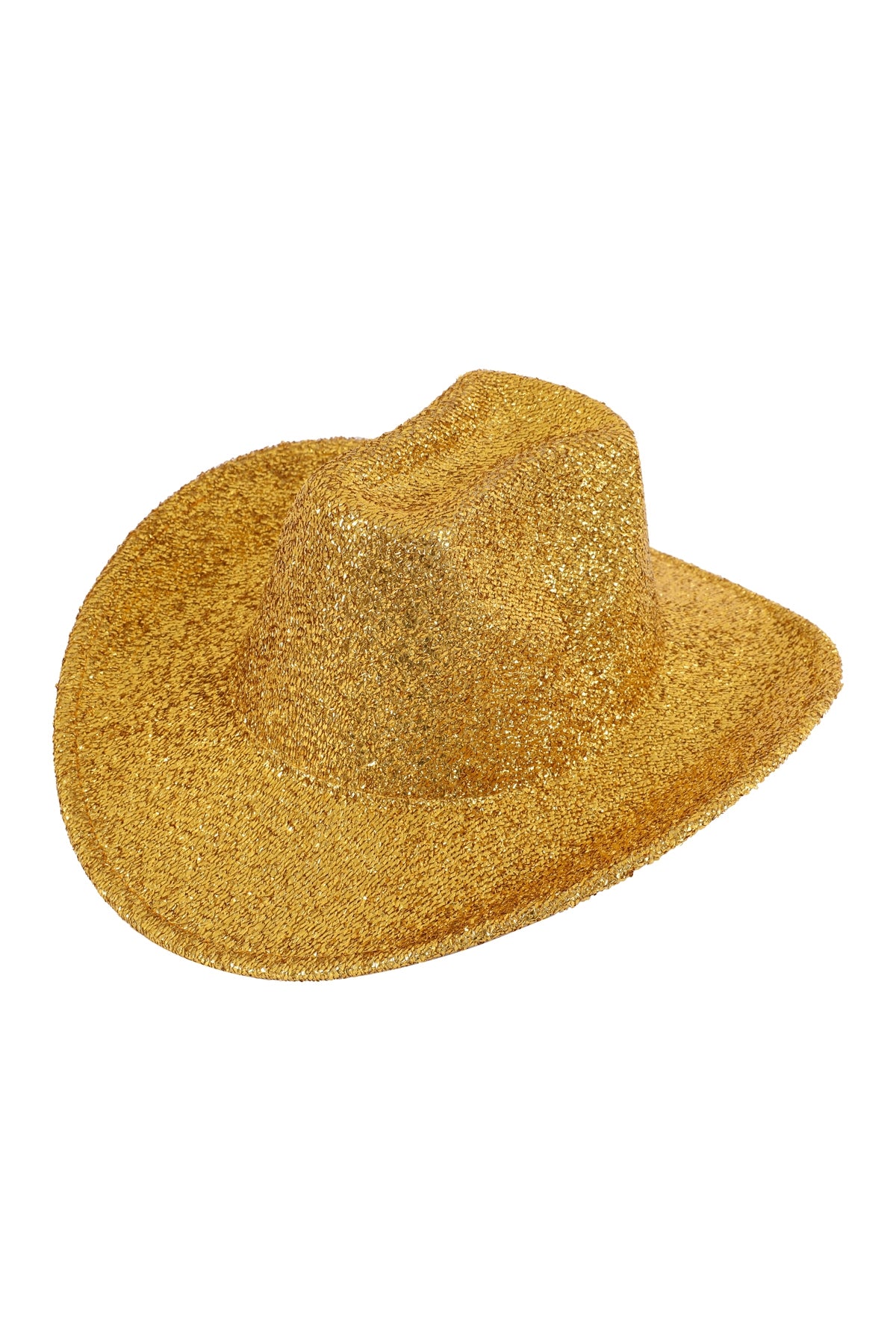 Gold Glitter Solid Color Fedora Hats - Set of Six Fashion Accessories