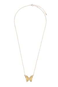 Set of 6 Yellow Gold Glass Butterfly Charm Necklaces
