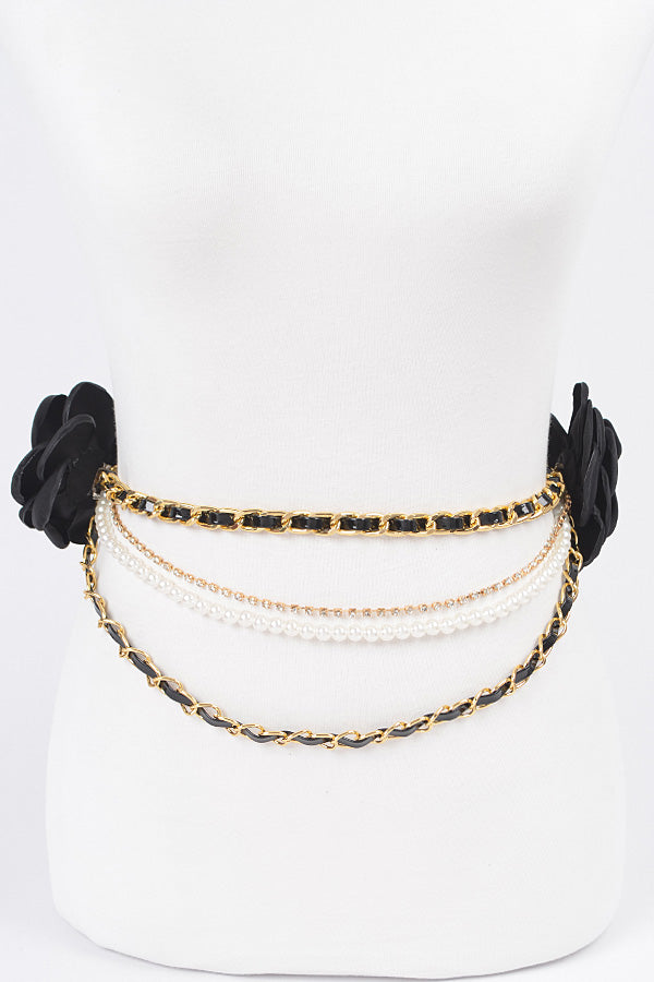 Pack of 6 Ivory Gold - 2968 Multi - Layered Chain Belt for Fashion