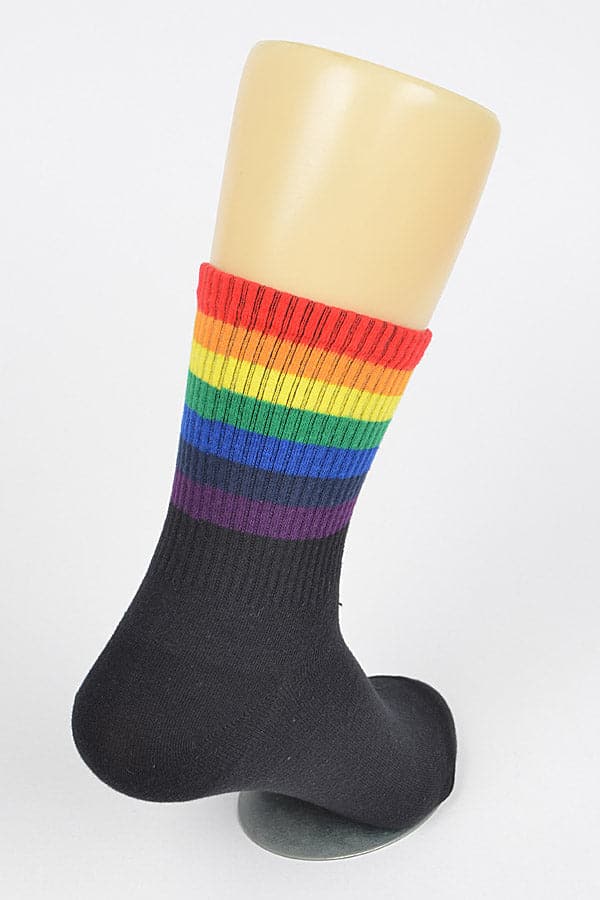 Pack of 6 - Stylish 3038 Black Rainbow Trim Ankle Socks