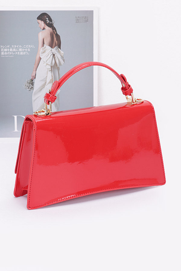 Set of Three 3436 Gold Enamel Top Handle Flap Bags