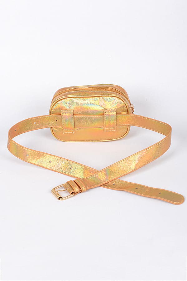 3 Piece Set of Sparkling 3817 Gold Fanny Packs