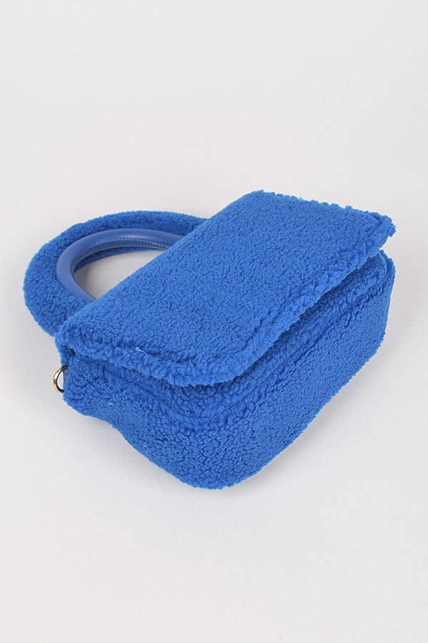 Set of Three 7355 Green Faux Fur Top Handle Clutch Bags