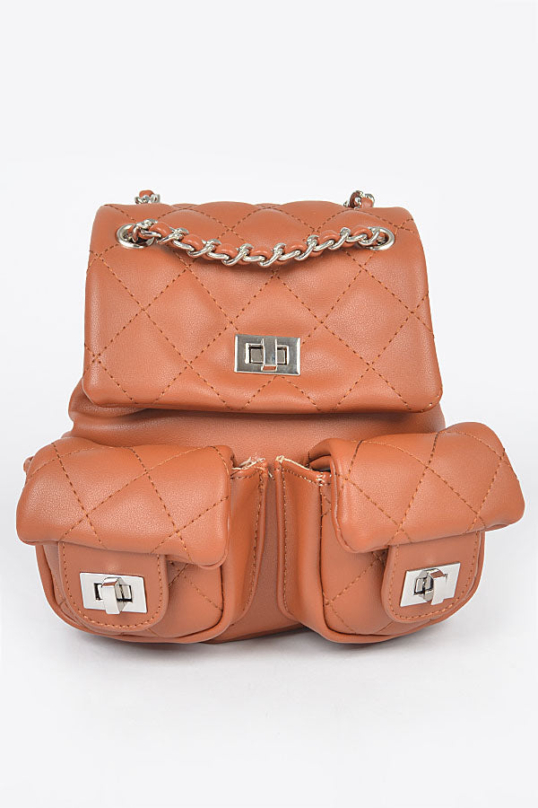 3-Pack of Quilted Two-Pocket Camel Backpacks