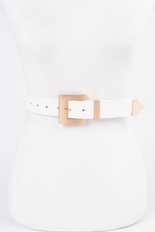 Pack of 6 - 2547 White Classic Big Buckle Belts
