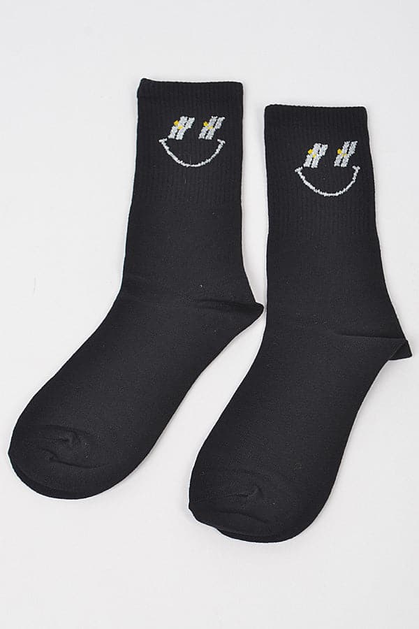 Pack of 6 White 2358 Happy Face Socks