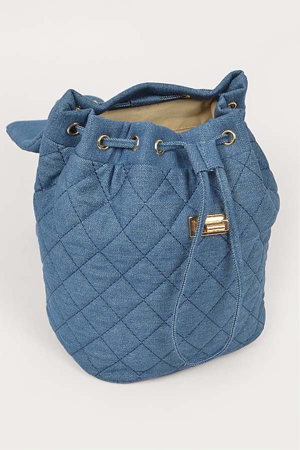 Light Blue 7401 Quilted Denim Backpack - Set of 3