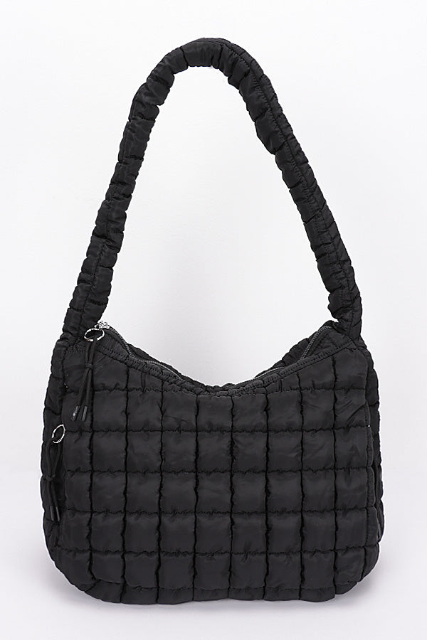 Set of Three 3611 Black Quilted Nylon Padded Crossbody Bags