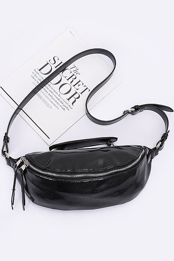 Set of 3 Stylish 1388 Black Metallic Crossbody Bags