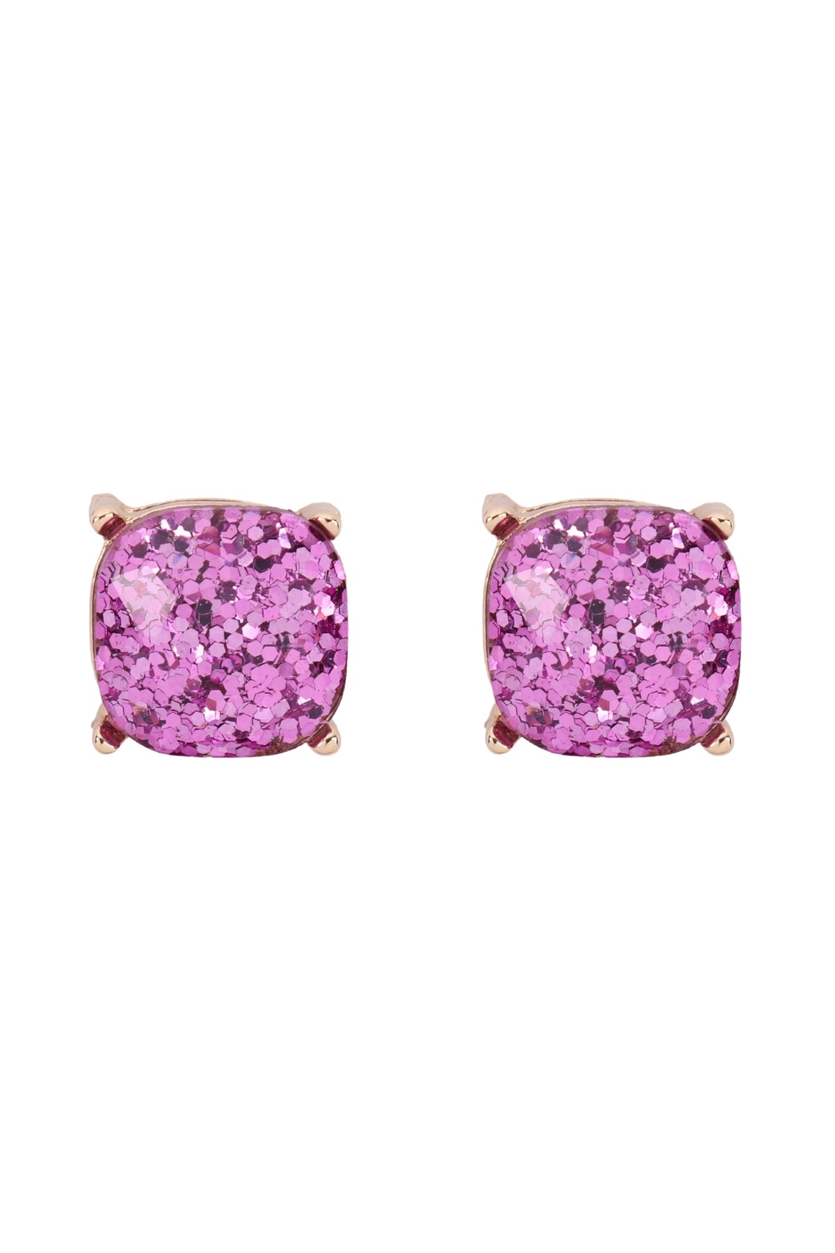 Light Purple Glittery Epoxy Stud Earrings - Set of Six Pieces