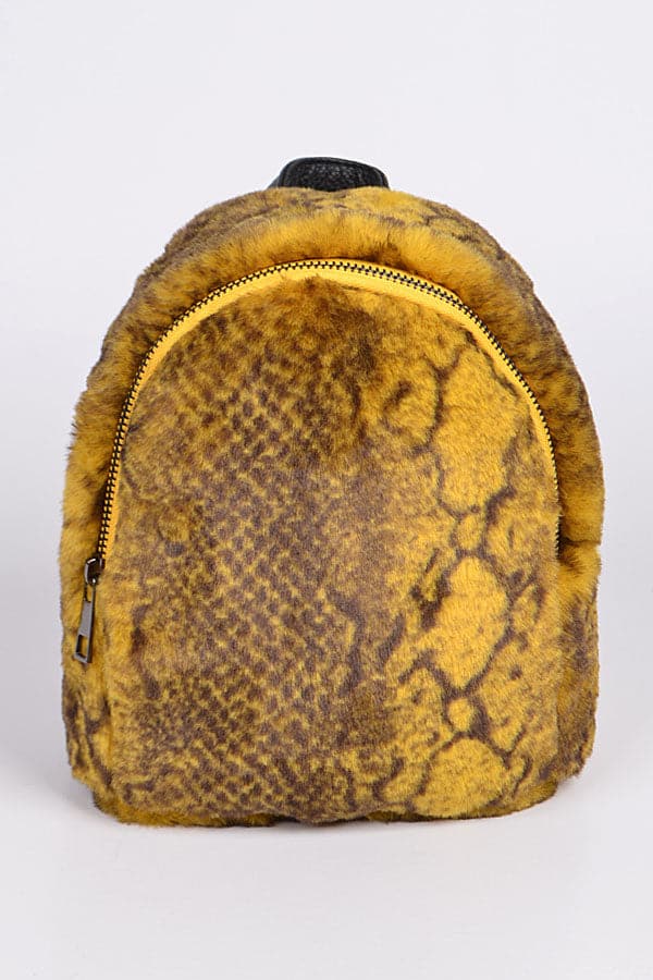 Pack of 3 Fluffy Faux Fur Mini Backpacks with Animal Print