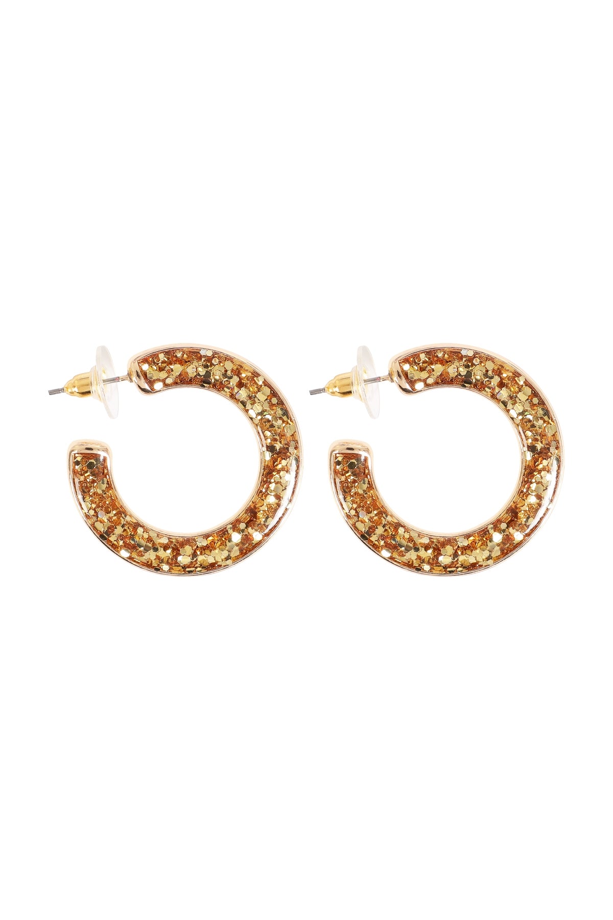 Pack of 6 Gold Glittery Epoxy Hoop Post Earrings
