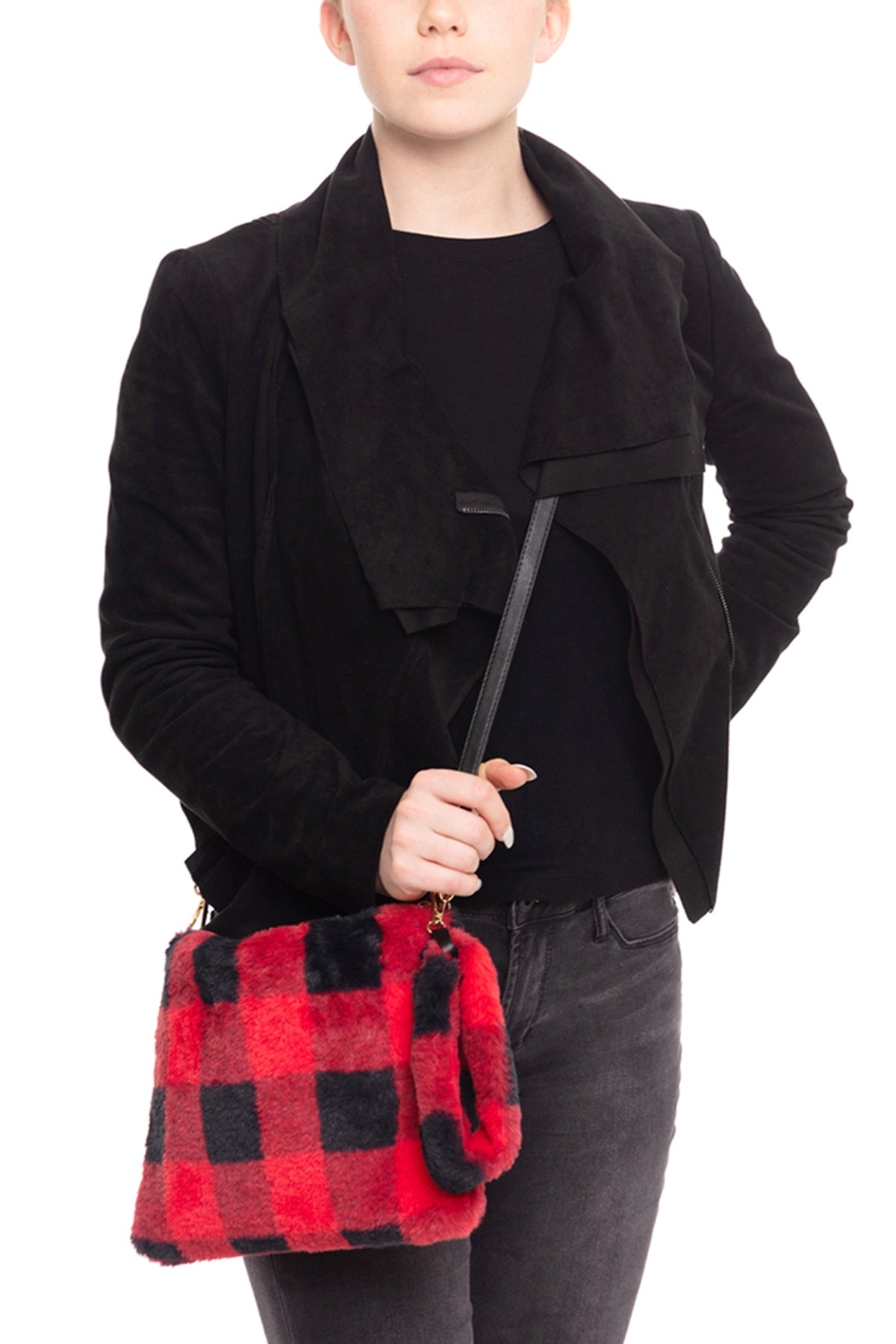 Red Buffalo Plaid 6 - Pack Wristlet Clutch Crossbody Bags