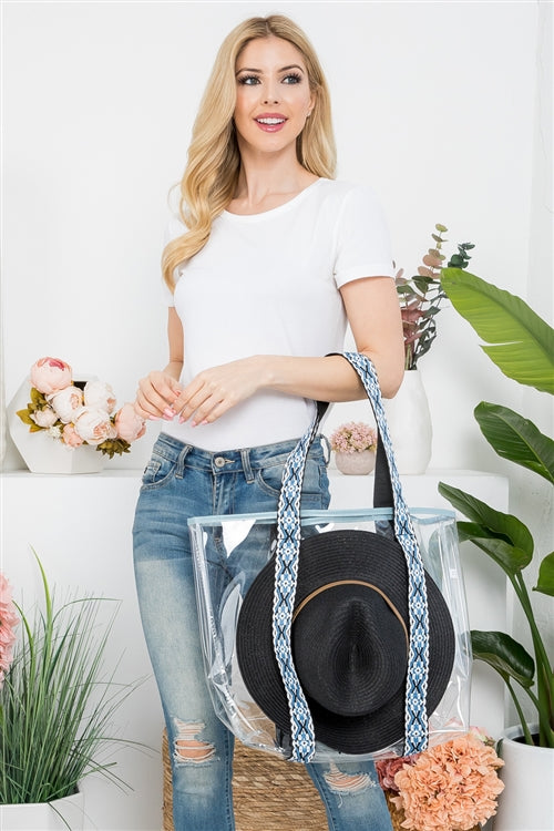 Navy Clear Tote Bag for Carrying Hats - Pack of 6