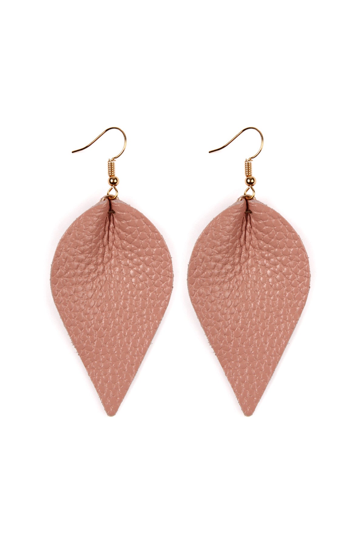 Six - Piece Set of Pink Leather Pinched Teardrop - Shaped Earrings for Women's Jewelry Collection