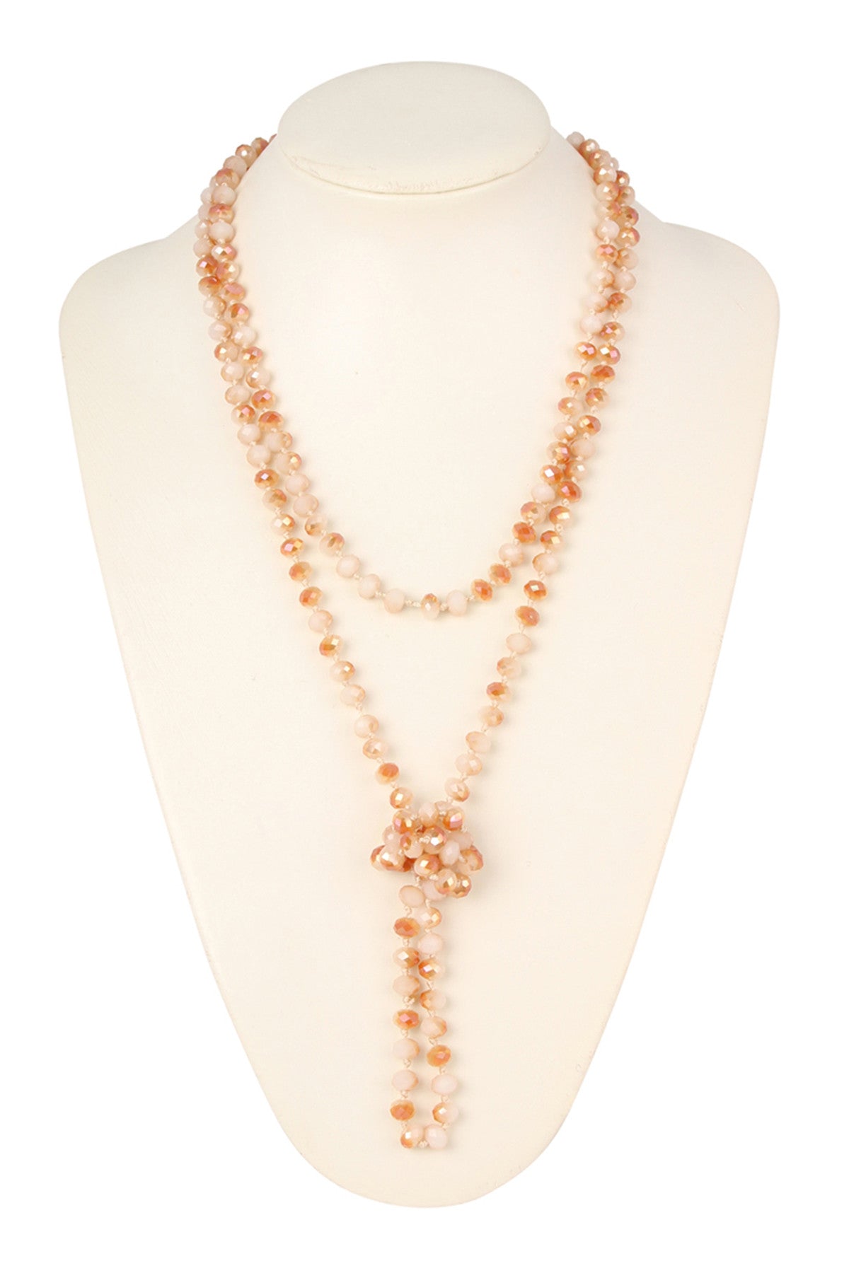 Set of 6 Hand - Knotted Light Brown Longline Necklaces