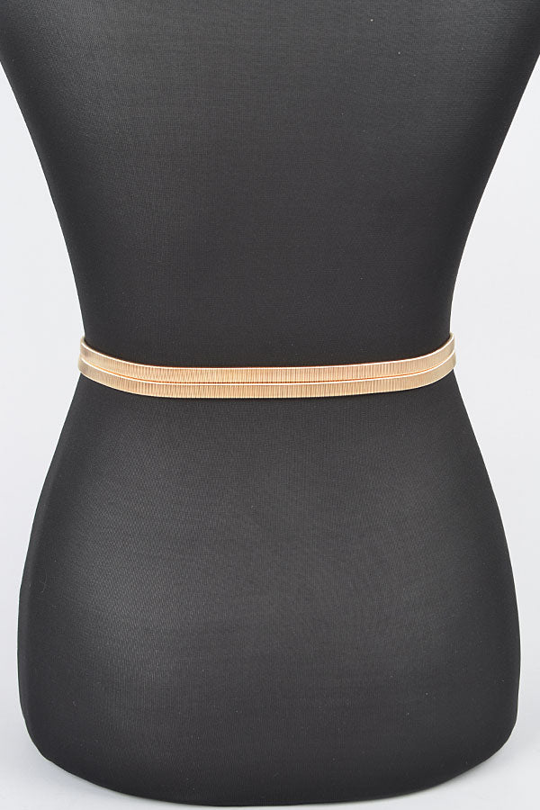 Pack of 6 Premium 6568 Gold Hammered Metal Buckle Plus Size Stretch Belts