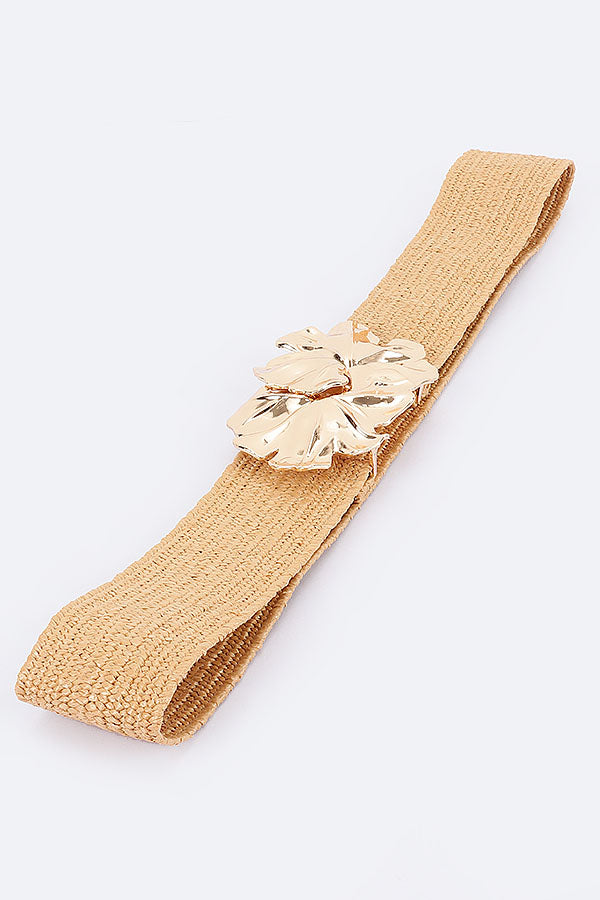 Ivory Metal Buckle Stretch Plus Size Belt - Pack of 6 Pieces