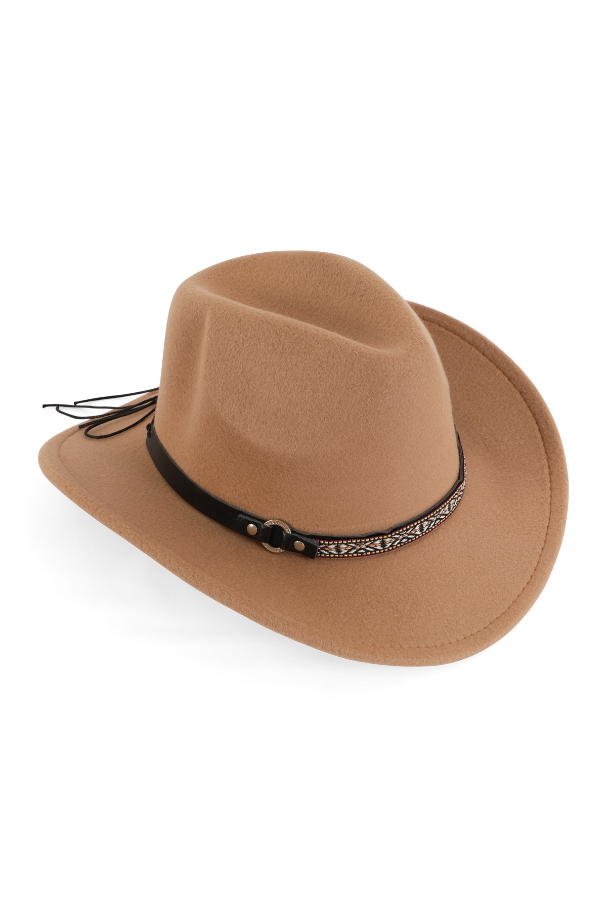 Classic Fedora Tribal Banded Hat in Khaki Color - Pack of Six Pieces