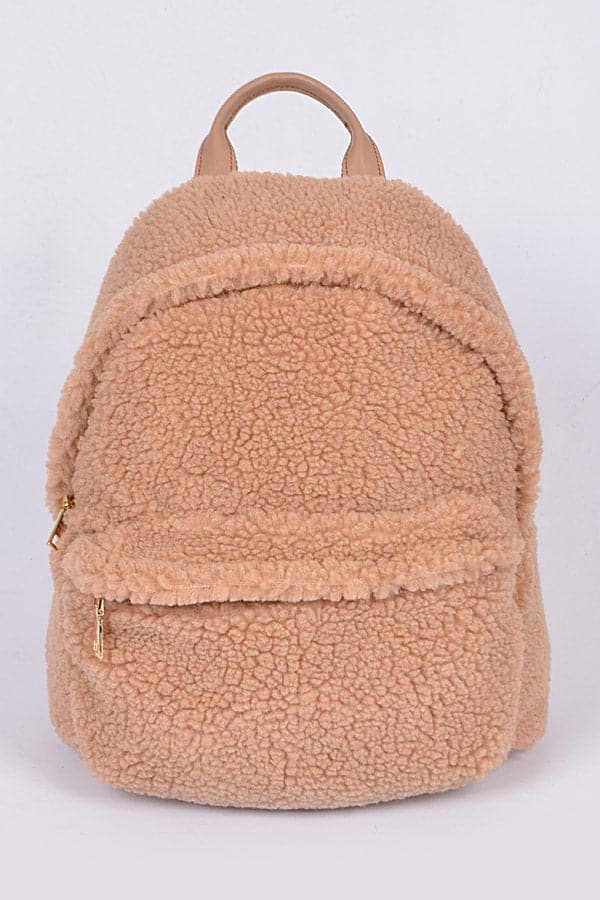 Set of 3 Beige 2296 Faux Fur Backpacks