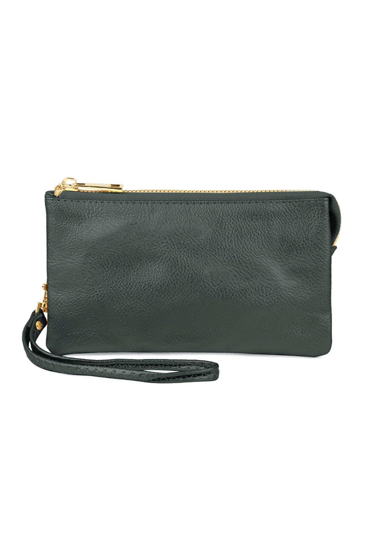 Pack of 6 Dark Green Vegan Leather Wallets with Detachable Wristlets