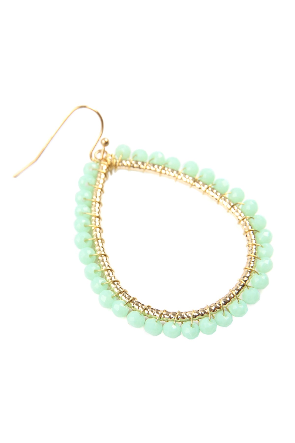 6-Pack Mint Wire Teardrop Crystal Glass Beads Hook Earrings
