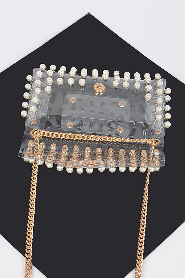 3-Pack of Clear Rhinestone Belt Bags with Chain