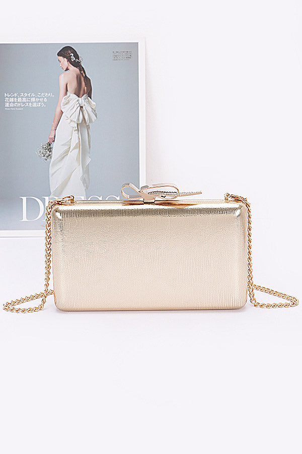 Pack of 3 Premium 9846 Gold Metal Ribbon Top Case Clutches