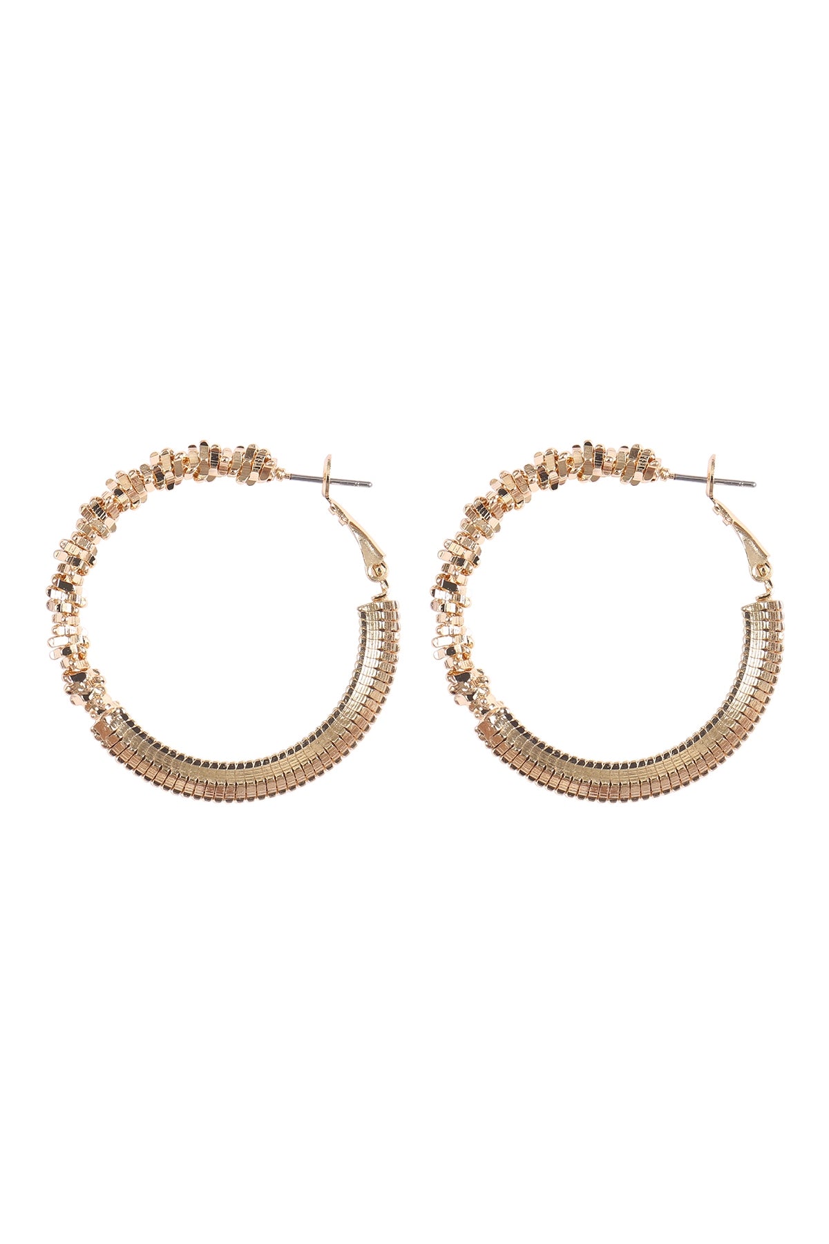 Set of 6 Gold Abstract Textured Hoop Lock Earrings for Women