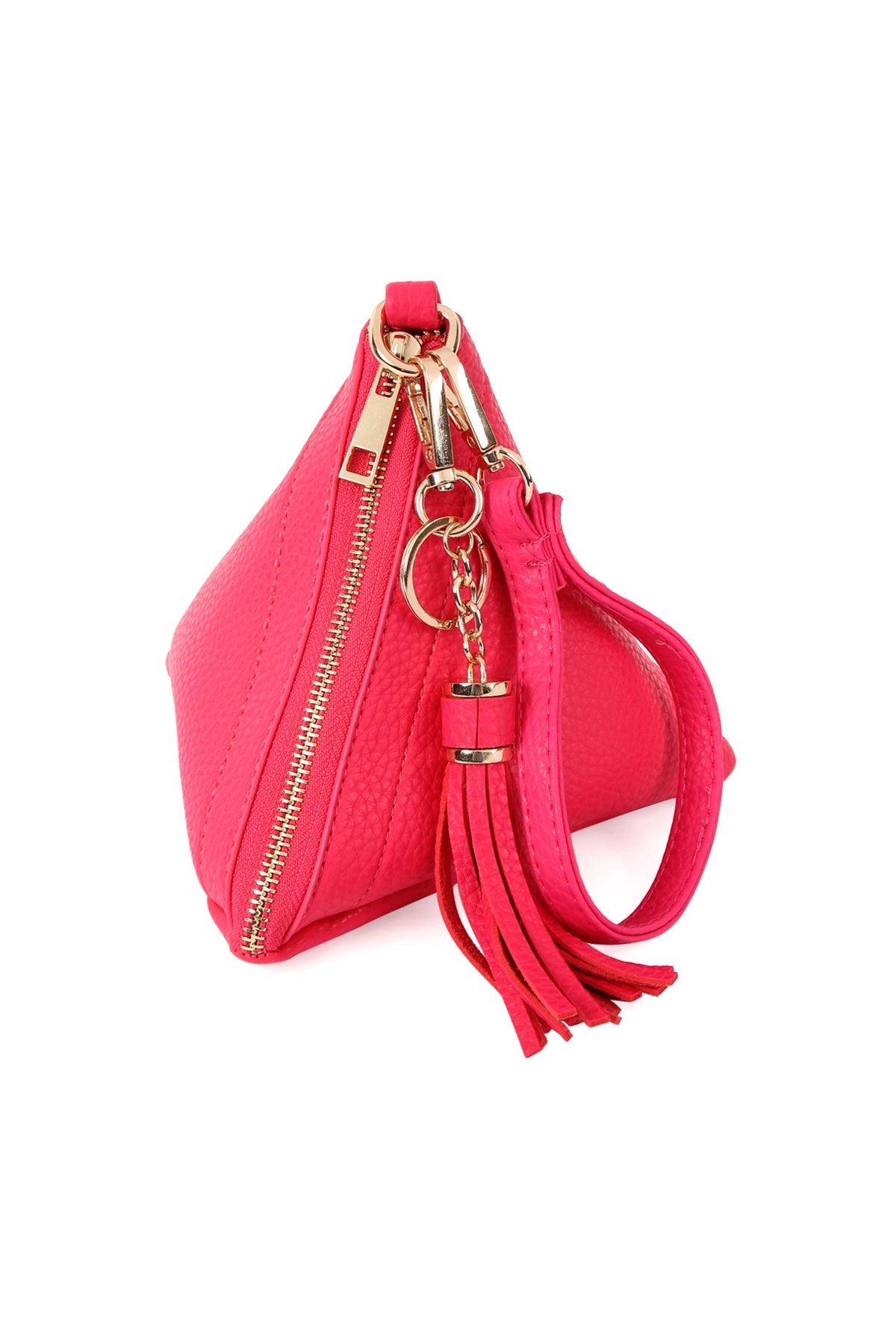 Fuchsia Pyramid - Shaped Faux Leather Wristlet Bags - Pack of 6