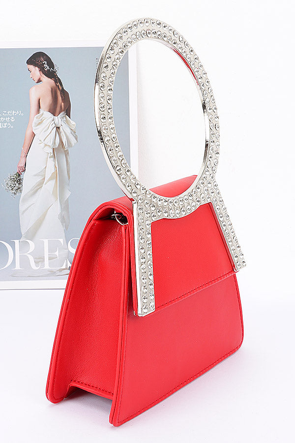 Set of 3 Stylish Black Rhinestone Metal Handle Flap Bags