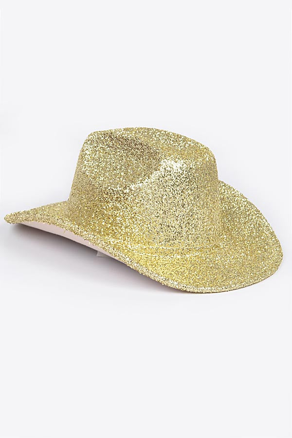 Pack of 6 Glitter Cowboy Hats in Classic Black Color