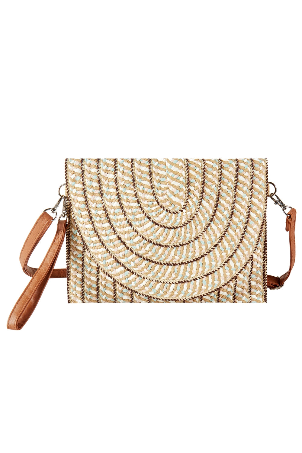 Taupe Multi - Color Straw Clutch and Crossbody Bags - Set of 6