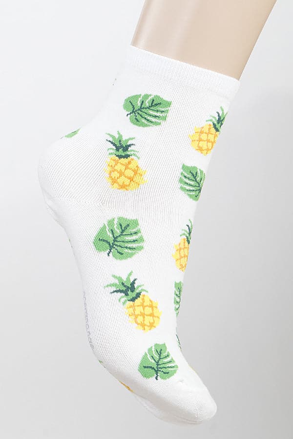 Pack of 6 - Stylish 790 White Pineapple Leaf Socks