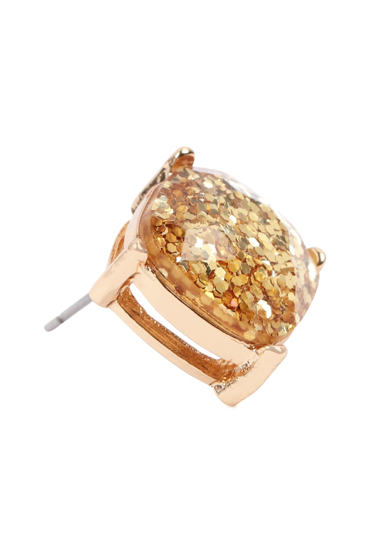 Gorgeous Gold Glitter Epoxy Stud Earrings - Set of 6
