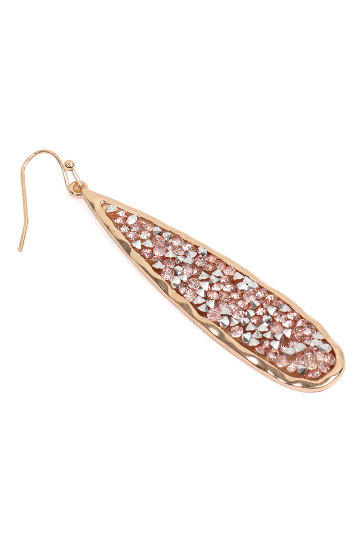 Gorgeous Gold - Hued Peach and Long Pear - Shaped Glittery Faceted Dangle Hook Earrings Set of Six Pieces
