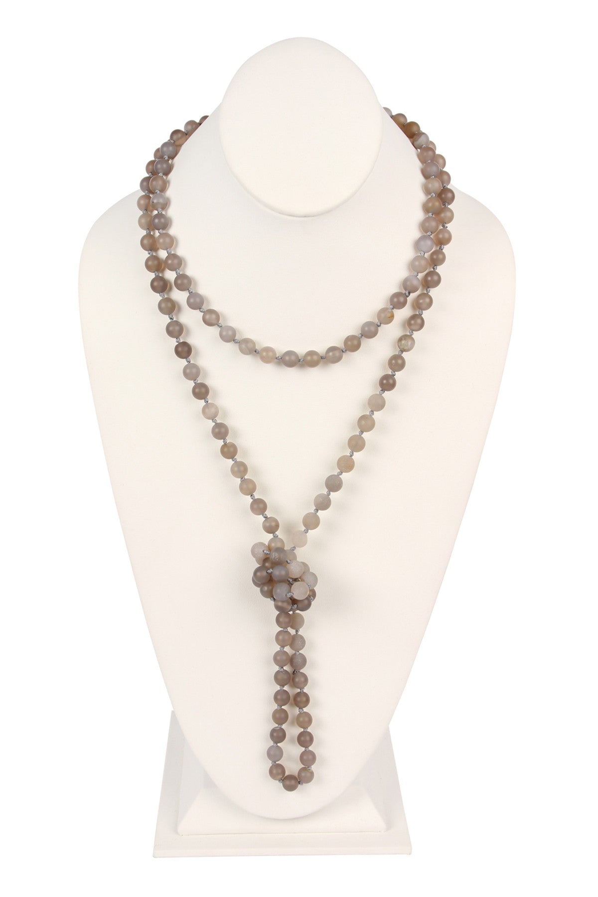 Set of 6 Hand - Crafted Long Necklaces Made from Black Diamond Natural Stone