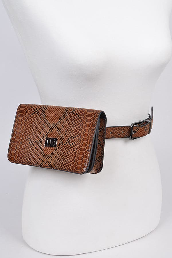 Pack of 3 Snakeskin Pouch Belts in Brown Color 2267