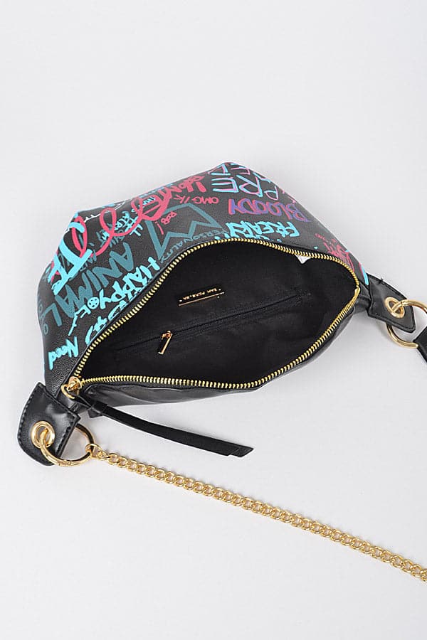 0933 Camel Graffiti Fanny Pack Style Cross - Body Bags, Pack of 3