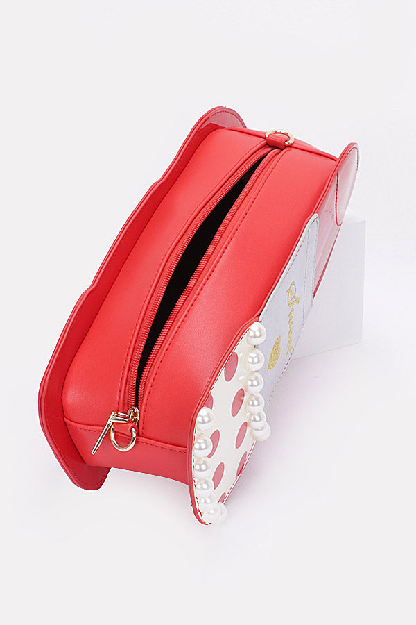 Set of 3 Red 3136 Faux Leather Lipstick Novelty Bags