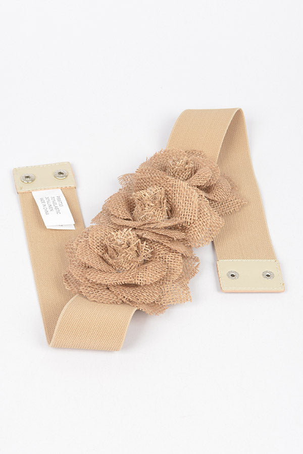 Beige 3378 - Pack of 6 Flower Metal Double - Layered Plus Size Chain Belts
